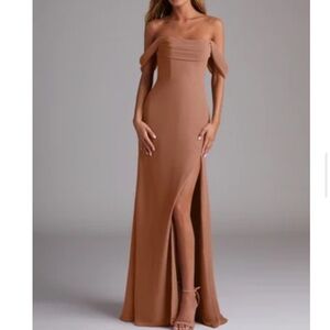 Azazie Brown Strapless Dress